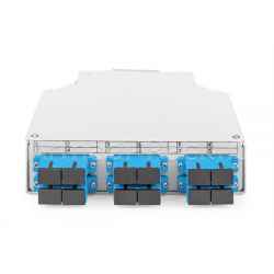 Scatola per guida top-hat in fibra ottica, os2, equipaggiata, con adattatore sc e pigtail