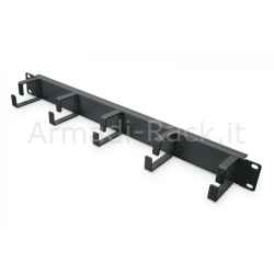 Pannello Guidacavi con Anelli per Armadi Rack 19" 1U nero