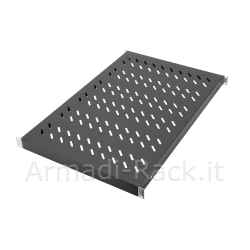 Ripiano per Armadi Rack 19" Estensione Variabile 700-900 Mm con 4 Agganci Colore nero