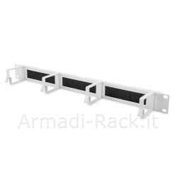 Listello Guidacavi Forato con Spazzola di Protezione per Armadi 19" (1 Unità) Grigio con 4 Ganci