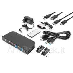 switch kvm 2 porte 4k60hz, 2 x dp in, 1 x dp/hdmi out
