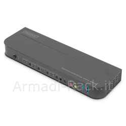 Digitus switch kvm, 4 porte, 4k60hz, 4 x dp in, 1 x dp/hdmi out