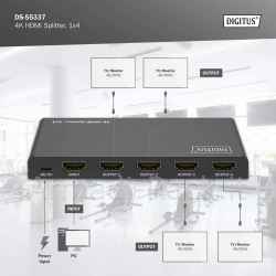 Splitter hdmi 1x4 4k/60hz hdcp 2.2, edid control