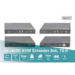 Digitus set extender 4k hdmi kvm, 70 m