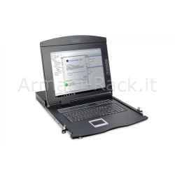Console fissaggio rack 19" 1 porta KVM e touchpad, tastiera italiana, monitor TFT 17"