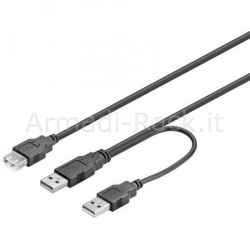 Cavo splitter alimentazione usb 2.0 connettori 2xa maschio - 1xa femmina
