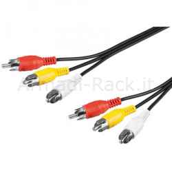 Cavo audio video 3 connettori rca maschio/maschio (2xaudio 1xvideo) mt. 3