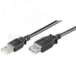 Cavo prolunga usb 2.0 connettori a-a maschio/femmina - mt. 0,30 colore nero