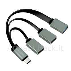 Hub USB Tipo C a Coda con 2 Porte USB 2.0 E 1 Porta USB 3.0