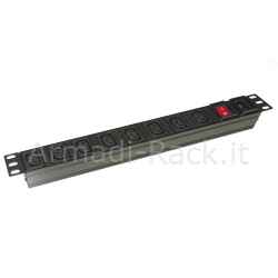 Multipresa alimentazione per rack 19" con 8 prese femmina c13 con presa c14 per cavo (non incluso)
