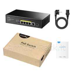 Switch gigabit poe+ a 5 porte con 1 slot sfp