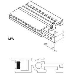 Listello in ferro zincato bianco 2 x 5 mm con fori filettati M 2,5 a passo 1 HP (5,08 mm) varie lunghezze