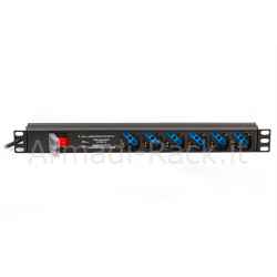Multipresa da rack 19" 6 prese universali con interruttore spina italiana 16a e interruttore contro le sovratensioni