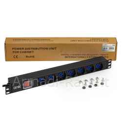 Multipresa da rack 19" 7 prese universali con interruttore spina italiana 16a cavo mt 3
