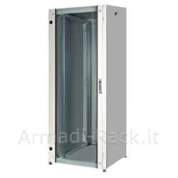 Armadio rack per reti 19" 42u (a)2002, (l)600, (p)600 colore grigio porta vetro