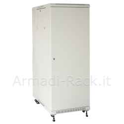 Armadio rack 19" 42U con misure in mm: (A) 2055, (L) 600, (P) 800, completo di 4 profili 19”, fianchi, tetto e fondo, di colore grigio ral...
