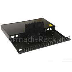 Cassetto fibra ottica estraibile 24 porte sc dx/sx 24 lc dx/quad con 2 vassoi 24 portagiunti