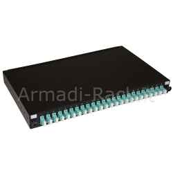 Pannello fibra ottica 19" con 24 adattatori lc duplex om3 profondita' 250 mm con pigtail installati colore nero