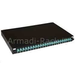 Pannello fibra ottica 19" con 24 adattatori sc simplex om3 profondita' 250 mm con pigtail installati colore nero