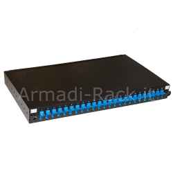 Pannello fibra ottica 19" con 24 adattatori sc simplex singlemode profondita' 250 mm con pigtail installati colore nero