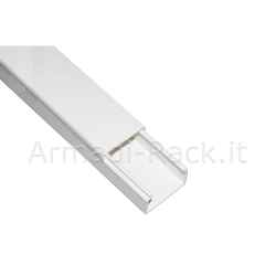 Canalina passacavi adesiva in pvc mm 40x25 mt 2 con coperchio scorrevole bianco