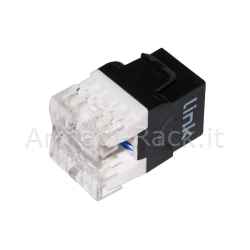 Presa rete keystone jack rj45 categoria 5e utp colore nero 180° contatti dorati 50 micron