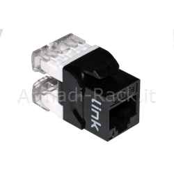 Presa rete keystone jack rj45 categoria 5e utp colore nero 180° contatti dorati 50 micron