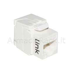 Presa rete keystone jack rj45 categoria 5e utp tooless colore bianco 180° contatti dorati 50 micron