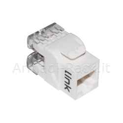 Presa rete keystone jack rj45 categoria 5e utp colore bianco 180° contatti dorati 50 micron