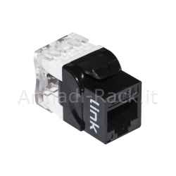 Presa rete keystone jack rj45 categoria 6a utp colore nero 180° contatti dorati 50 micron