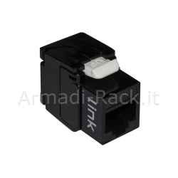 Presa rete keystone jack rj45 categoria 6a utp tooless colore nero 180° contatti dorati 50 micron