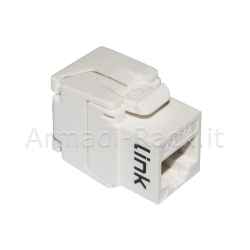 Presa rete keystone jack rj45 categoria 6a utp tooless colore bianco 180° contatti dorati 50 micron