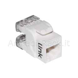 Presa rete keystone jack rj45 categoria 6a utp colore bianco 180° contatti dorati 50 micron