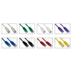 Confezione 8 cavi rete categoria 6 slim non schermato utp colori diversi grigio blu nero rosso verde viola bianco giallo halogenfree mt 7,5
