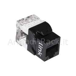 Presa rete keystone jack rj45 categoria 6 utp colore nero 180° contatti dorati 50 micron