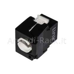 Presa rete keystone jack rj45 categoria 6 utp tooless colore nero 180° contatti dorati 50 micron
