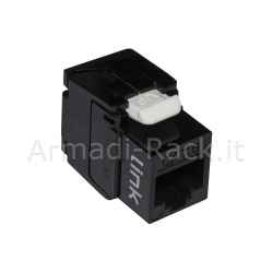 Presa rete keystone jack rj45 categoria 6 utp tooless colore nero 180° contatti dorati 50 micron