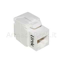 Presa rete keystone jack rj45 categoria 6 utp tooless colore bianco 180° contatti dorati 50 micron