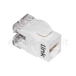 Presa rete keystone jack rj45 categoria 6 utp colore bianco 180° contatti dorati 50 micron