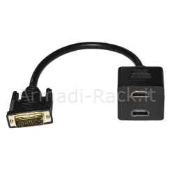 Cavo splitter dvi(24+1) maschio a 2 x hdmi femmina