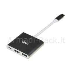 Adattatore multiporta 3 in 1 usb-c - hdmi + usb 3.0 + porta usb-c