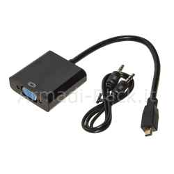 Adattatore micro hdmi tipo d - vga femmina + audio