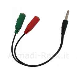 Sdoppiatore audio per cuffie e microfono con doppio connettore audio 3,5mm su singolo connettore audio 3,5mm smartphone - 1 maschio 3,5mm /...