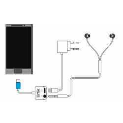 Adattatore splitter usb-c maschio per ricarica smartphone e audio con microfono per telefonate e musica cm 15