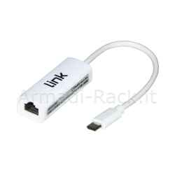 Adattatore USB Tipo C Maschio - Connettore Rj45 Femmina per Reti Gigabit 10/100/1000