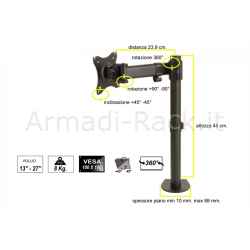 Braccio supporto da tavolo con morsa per video 13-27" fino a 8 kg