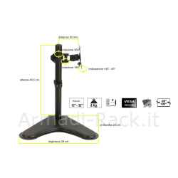 Braccio da tavolo con base per video fino a 8 kg da 13" a 32" fino a vesa 100x100