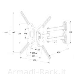 Braccio a muro a 3 snodi per tv fino a 25 kg, 50" fino a vesa 400x400