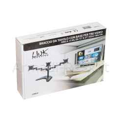 Braccio da tavolo con base per tre video fino a 15 kg da 13" a 21" fino a vesa 100x100