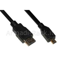 Cavo connettore micro hdmi maschio tipo "d" - connettore hdmi maschio mt. 2